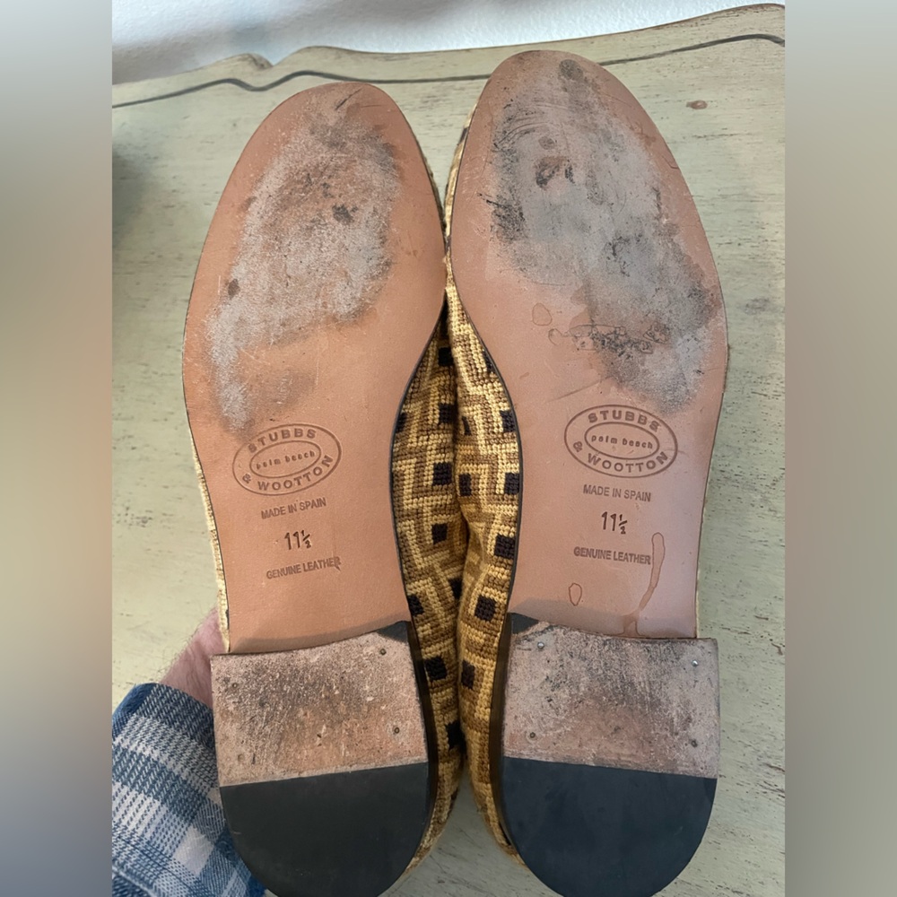 STUBBS & WOOTTON Kilim Print Needlepoint Smoking Slippers / Loafers 11 1/2 $600 - Picture 6 of 6